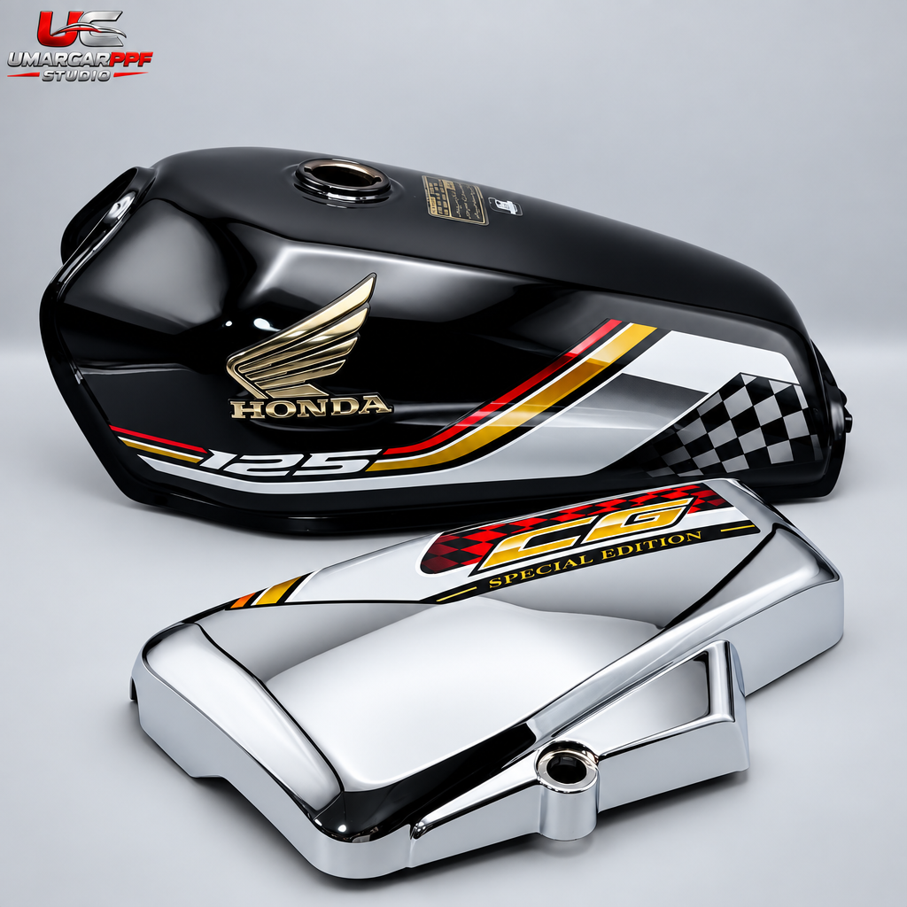 2026 Self Edition Black Outfit with Chrome Side Cover CG125